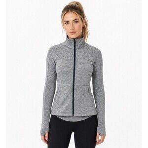 Lululemon Grey Fleece Zip Up Jacket Sz 4 Scuba Athleisure Minimalist Casual Yoga